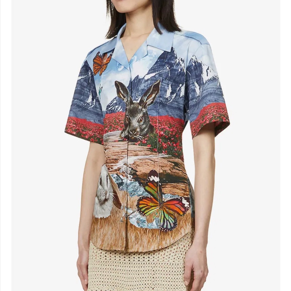 Acne Studios Digital Print cotton Nature Print Blouse
